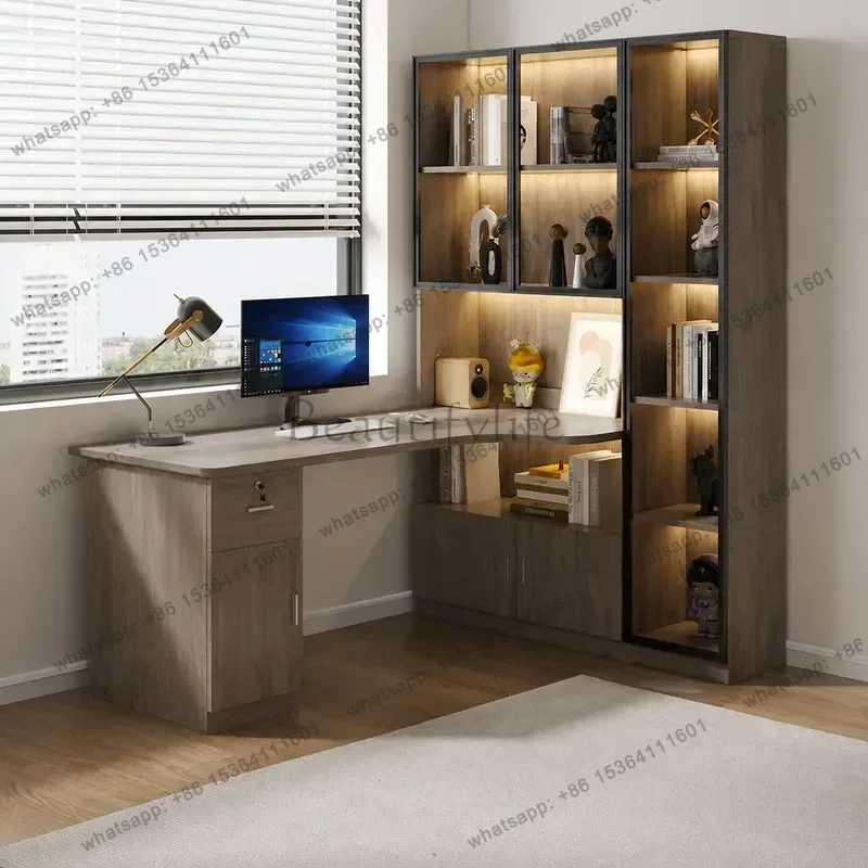 Best Sellers Solid Wood Corner Desk With Bookshelf Integrated Computer Table For Home Office Student Writing Study Space Saving