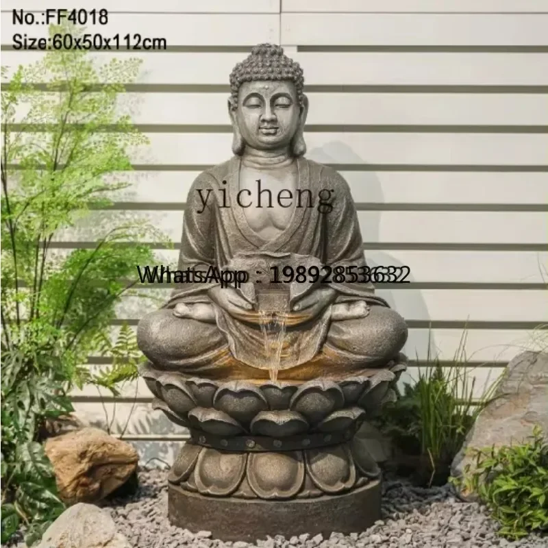 X-11  high-end rockery flowing water fountain Zen Buddha statue entrance water curtain ornament decorative landscaping