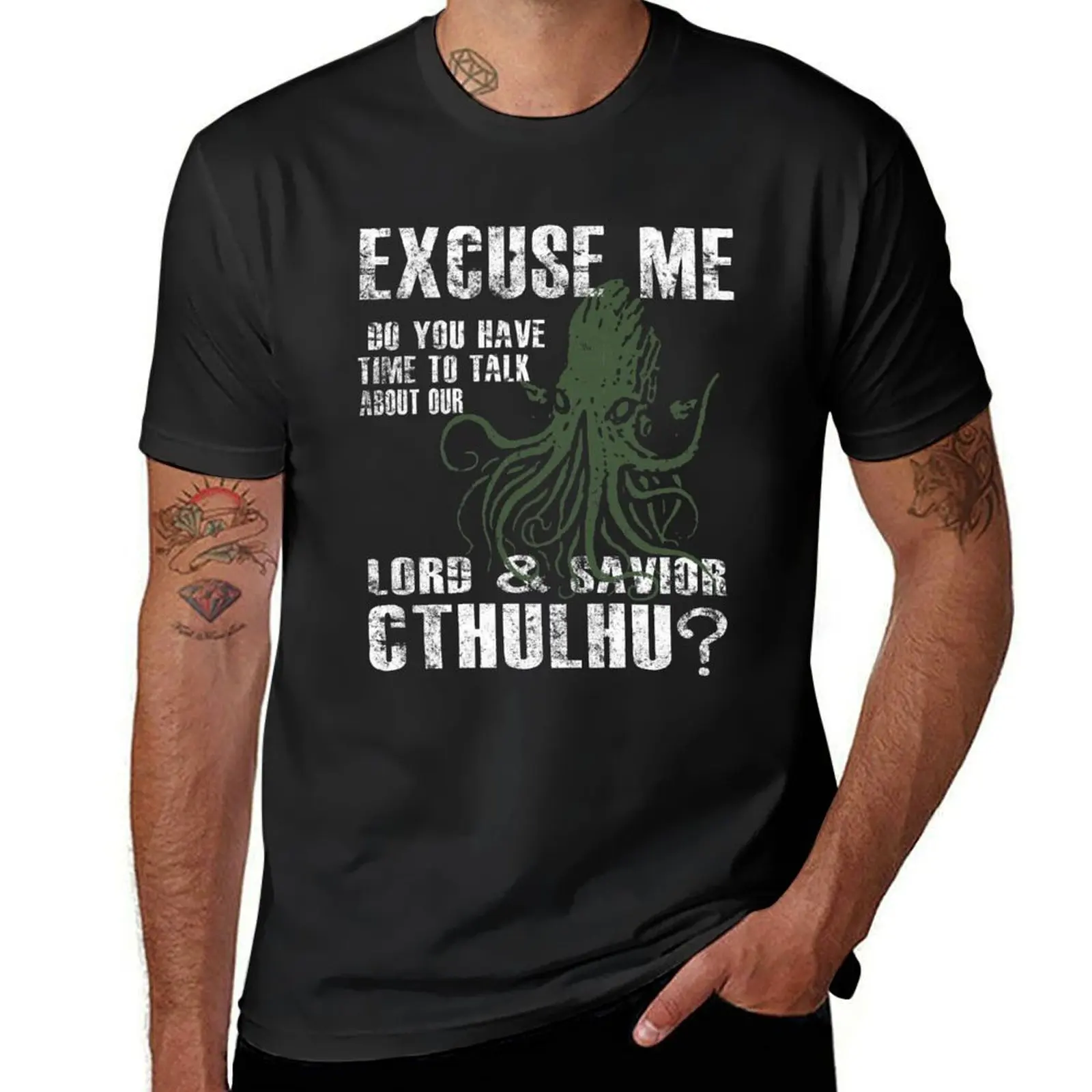 Funny Cthulhu Excuse Me, Do You Have A Moment To Talk About Our Lord & Savior, Cthulhu? T-Shirt