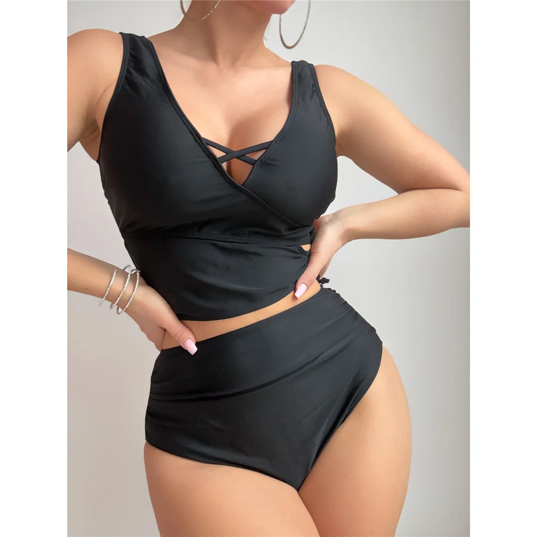 2026 Sexy V-Ausschnitt Schnür-Badeanzug für Damen, zweiteiliger Bikini mit hoher Taille, Bikini-Badeanzug, Damen-Badebekleidung, Bather Swim V6161 – Detail 6