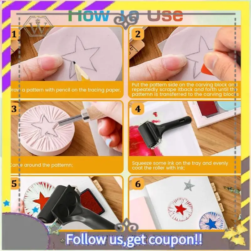 AU33-22Pcs المطاط ختم صنع عدة نحت كتلة ختم صنع عدة ، قاطع Linoleum DIY بها بنفسك ختم نحت الحرفية