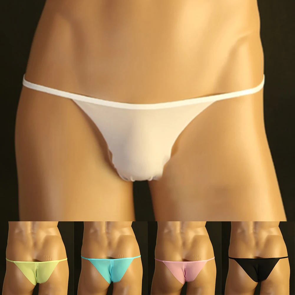 Thongs Panties Female Thong Male Underwear Stockings Men\\\'s Trendy Low Rise T Back Thong Ice Silk Panties Underwear image 6