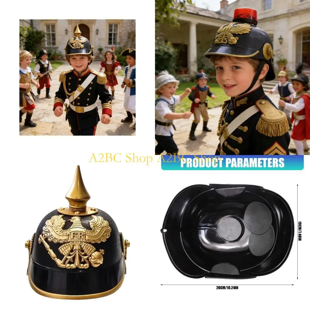 A2BC Kids Pretend Play Plastic Helmet Prussian Soldier Costume Hat For Role Playing Games And Early Education Ages 4 To 6