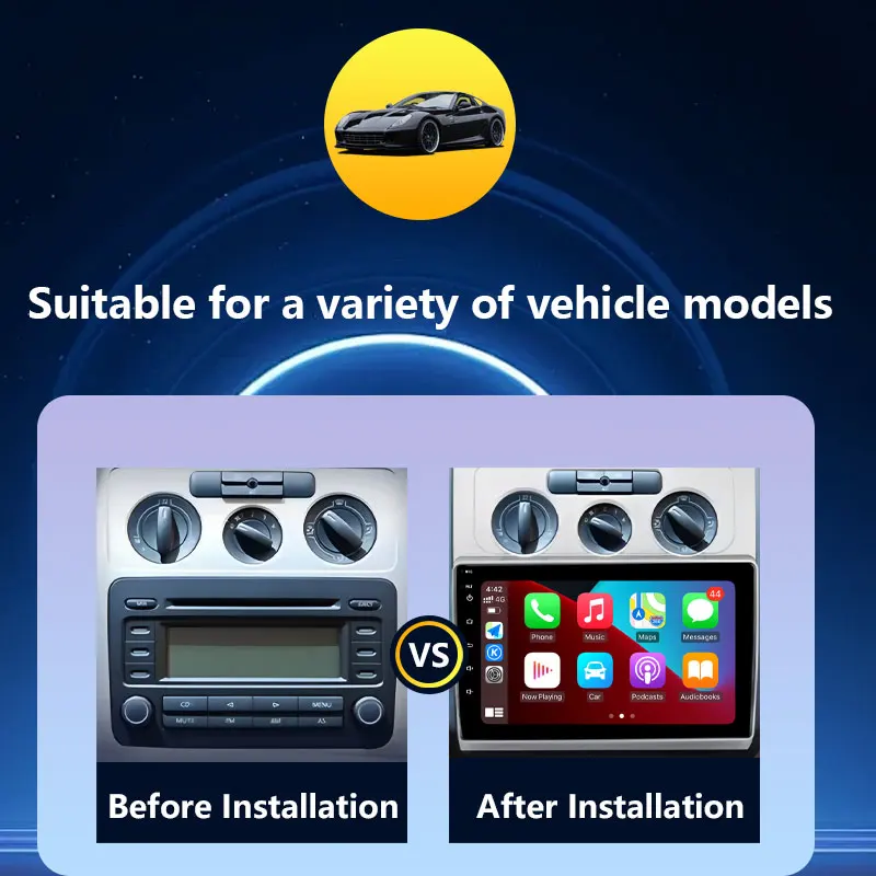 Car Radio Video Audio Multimedia Player for VW Volkswagen Touran 1 2003 - 2010 Wireless CarPlay GPS Navigation DSP Stereo BT 4G