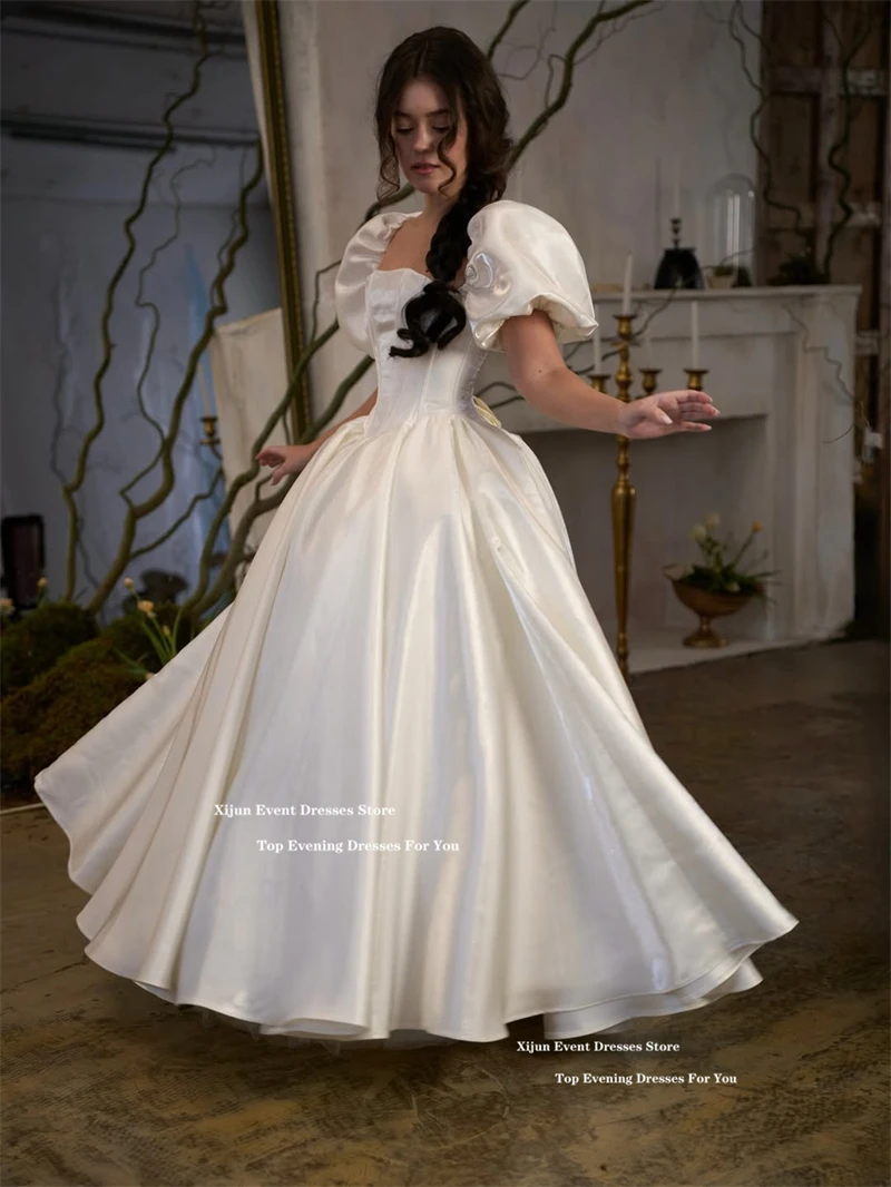 Xijun Modern White Evening Dresses Puff Sleeves A-Line Prom Dresses Long Formal Birthday Party Dresses Vestido 2026 Customized image 3
