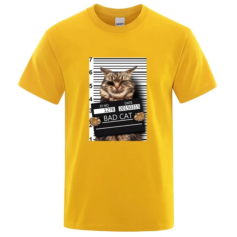 الصيف عالية الجودة تي شيرت مضحك الإجرامي القط نمط مطبوعة عادية كول س الرقبة تي شيرت الذكور تيز القمم #4