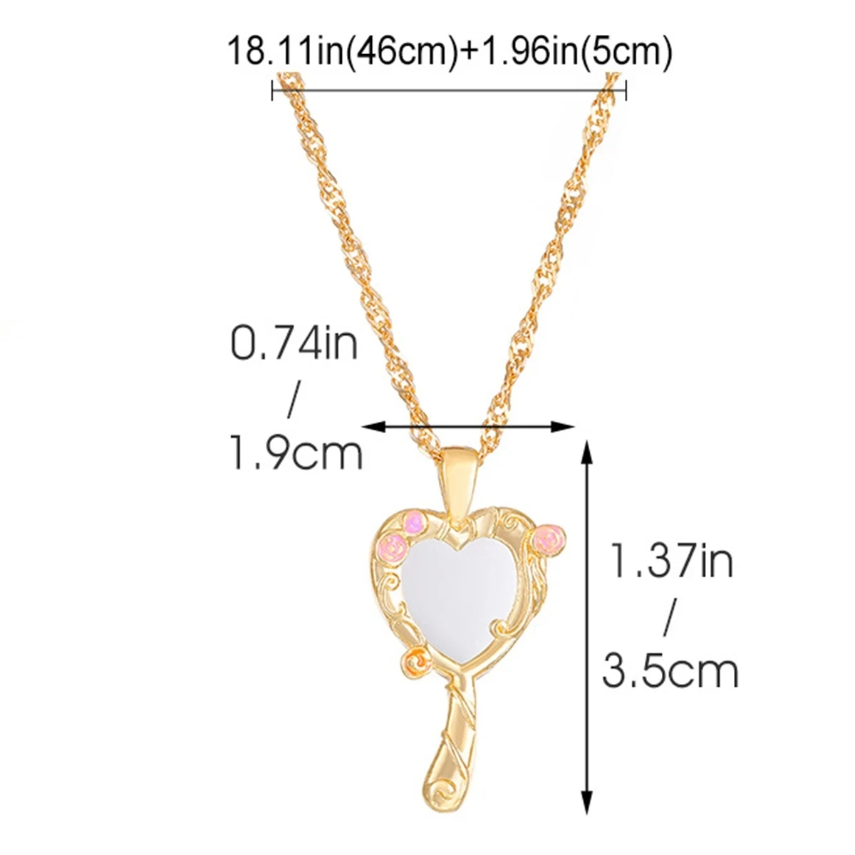 Y2K Magic Mirror Pendant Necklace for Women Girls Sweet Chokers Accessorie Gold Color Princess Necklace Fashion Jewelry Gifts