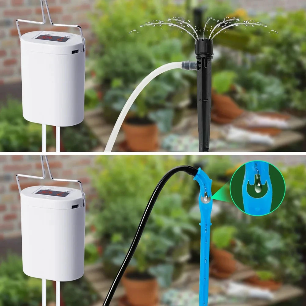 Home Sprinkler Drip Irrigation Device 2/8/16 Heads Pump Timer System Kit Indoor Plant Watering Device Garden Self-Watering Tool