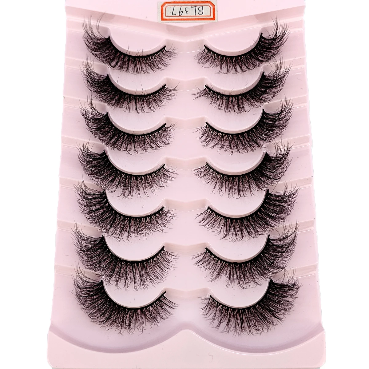 New 7 Pairs Faux  Mink Lashes Fluffy False Eyelashes Dramatic Mink Eyelashes Natural Look Cat Eye Volume Eye Lashes Multipack