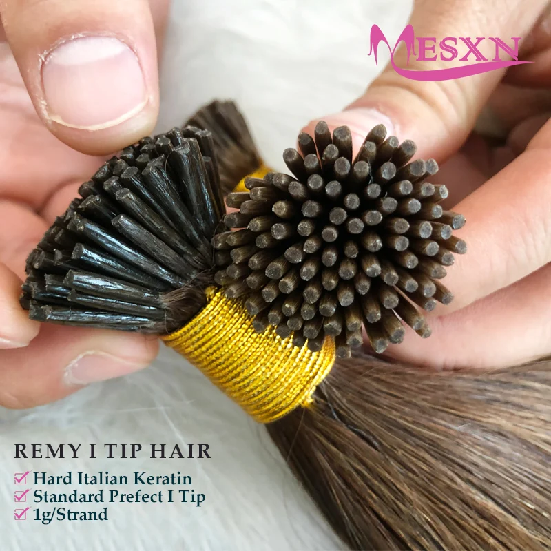 MESXN High Quality I Tip Hair Extension Straight  European Human Hair Extension  Capsule Keratin Natural Fusion Thick roots