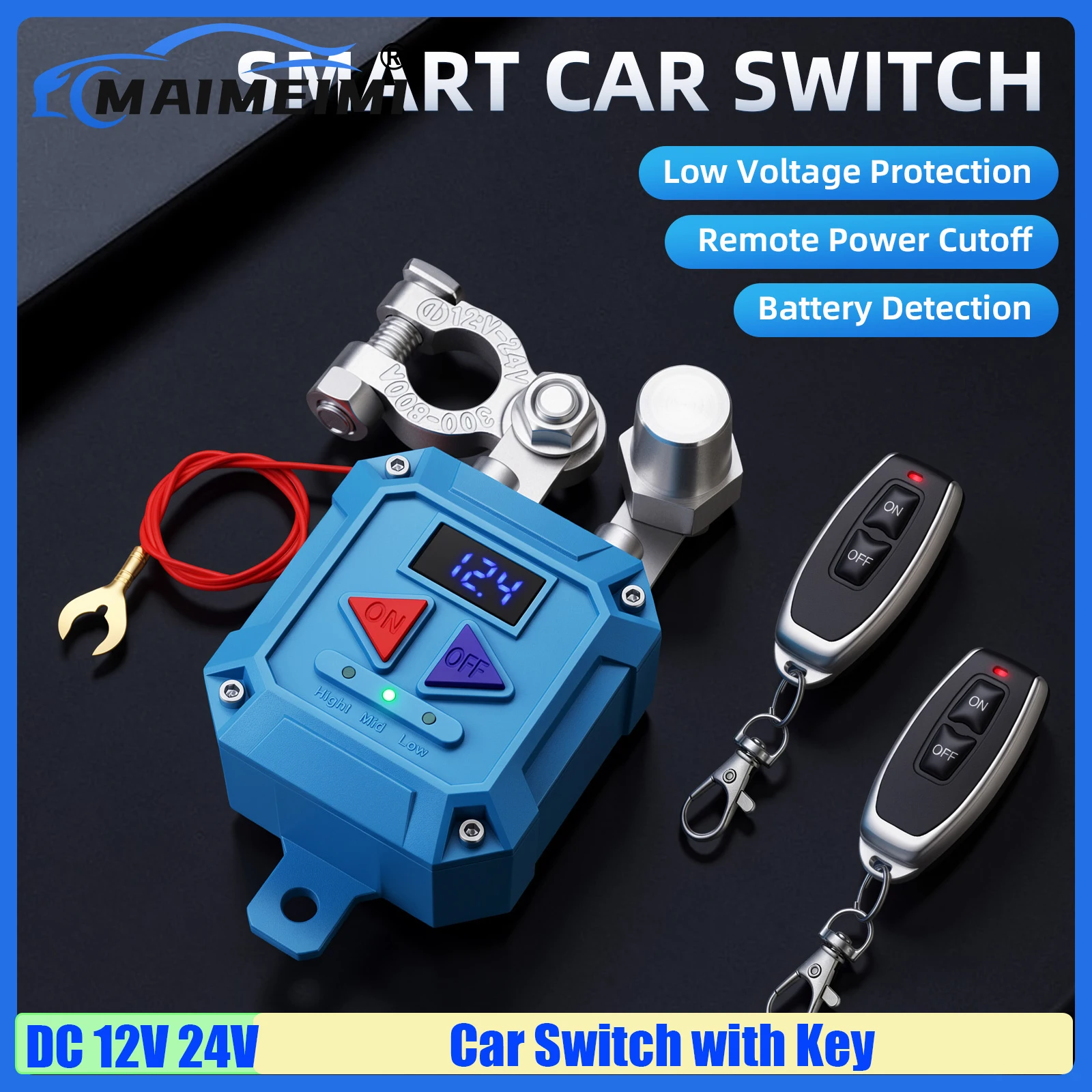 

MAIMEIMI Remote Battery Disconnect Switch with 2 Key 12V24V Auto Car Remote Battery Disconnect Switch Automatic for Trucks Boat