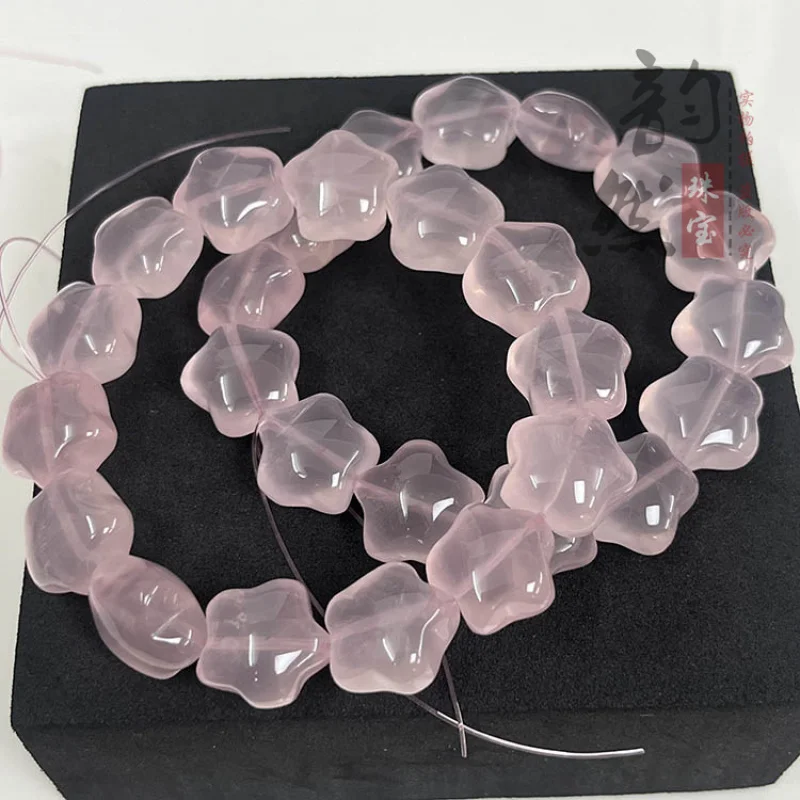 مسحوق طبيعي شفاف الدهون الخماسية دائرة واحدة سوار الترقوة قلادة الوردي الكوارتز على شكل Lo #1