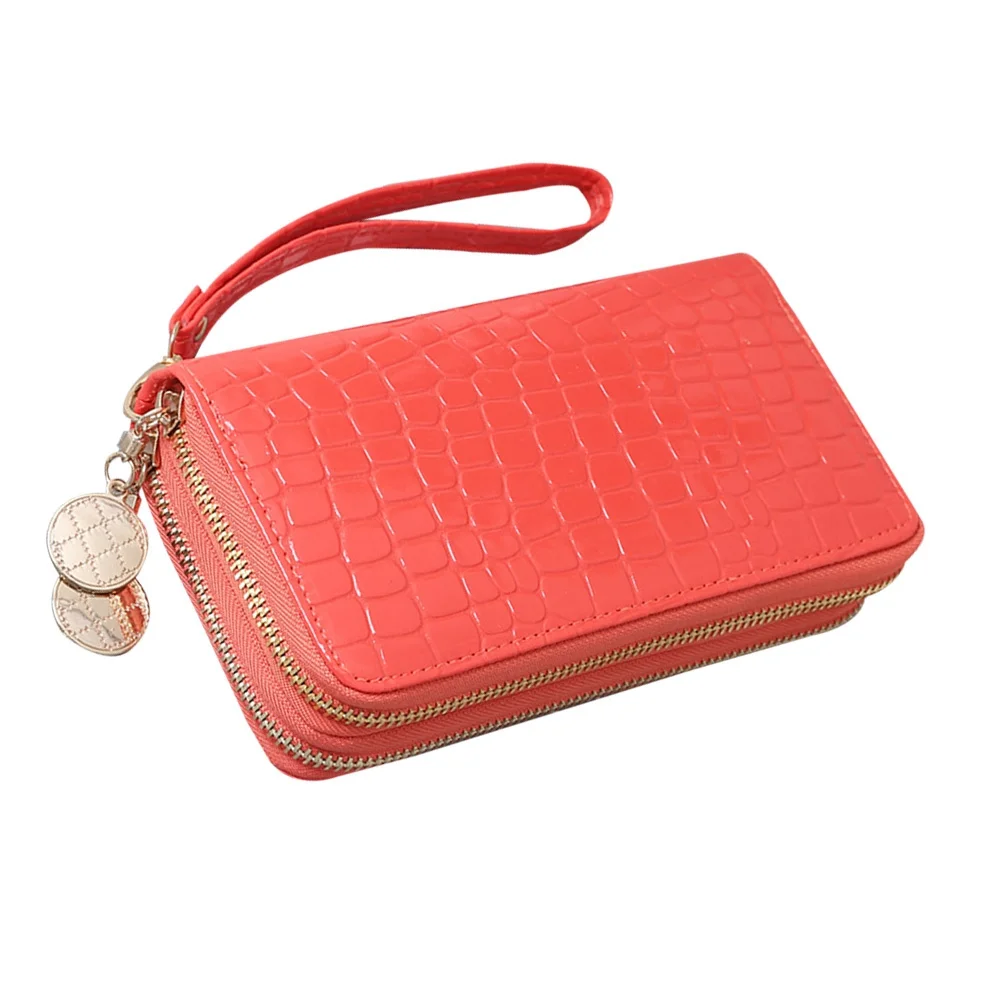 

Long Wallet for Women PU Vintage Style Zipper Closure Large Capacity Fashionable Purse with Multiple Slots Watermelon