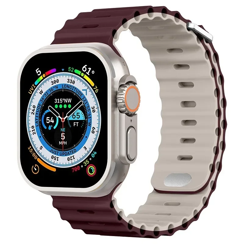 Ocean Strap für Apple Watch Ultra 3/2/1 11 10 46 mm 9 8 7 49 mm 45 mm 41 mm Silikonband für 6 5 4 3 SE3 44 mm 40 mm 42 mm Zubehör