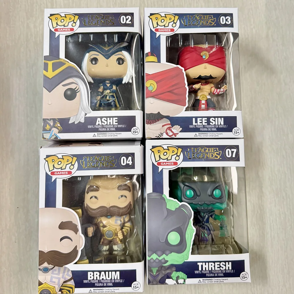 Recién llegados Juegos Funkos ARCANE Leagues Legends Ashe # 02 Lee Pecado # 03 Braum # 04 Thresh # 07 Pops Figuras de acción de vinilo Juguetes