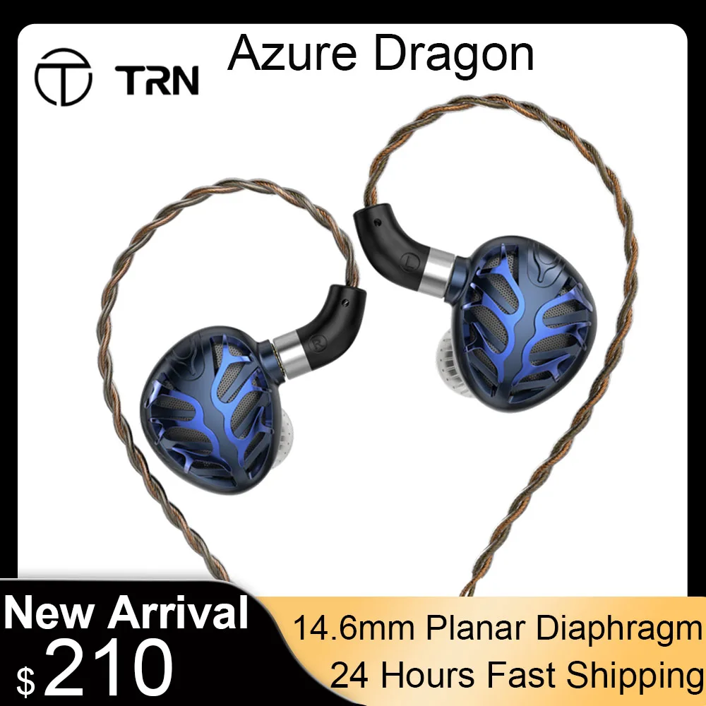 

TRN Azure Dragon HiFi In-ear Earphones 14.6mm Orthodynamic Planar Diaphragm 2.5+3.5+4.4mm Plug Interchangeable Tuning Nozzles