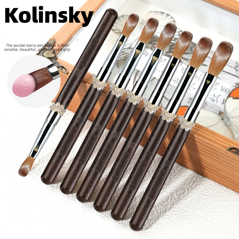 

100% акриловая кисть для ногтей из волос Kolinsky, кисти для дизайна ногтей с деревянной ручкой, акриловые инструменты для ногтей для начинающих