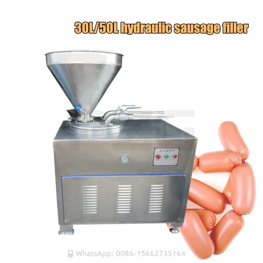 High Output 50L Hydraulic Water Pork Stuffer Hungarian 304 Stainless Steel Filler Russian Sausage Make Machine