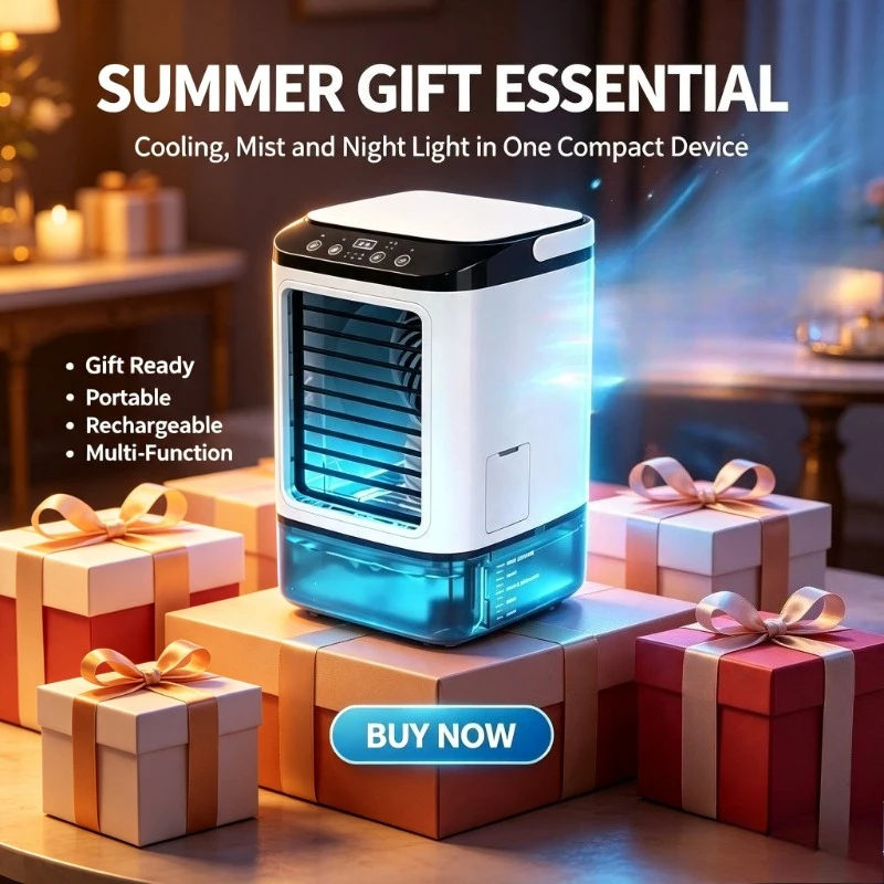Outdoor Lighting Unit - Tragbarer Verdunstungskühler mit 900ml Fassungsvermögen, RGB-Beleuchtung,