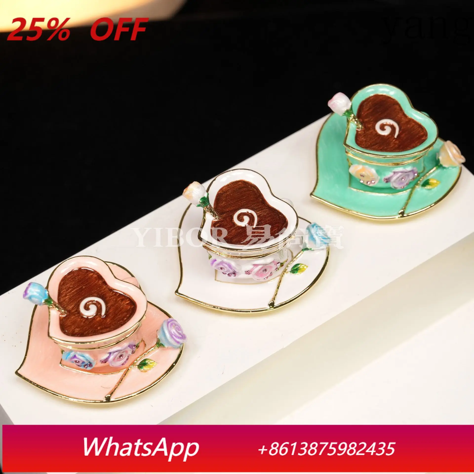 

CX metal enamel color jewelry box coffee cup desktop ornament