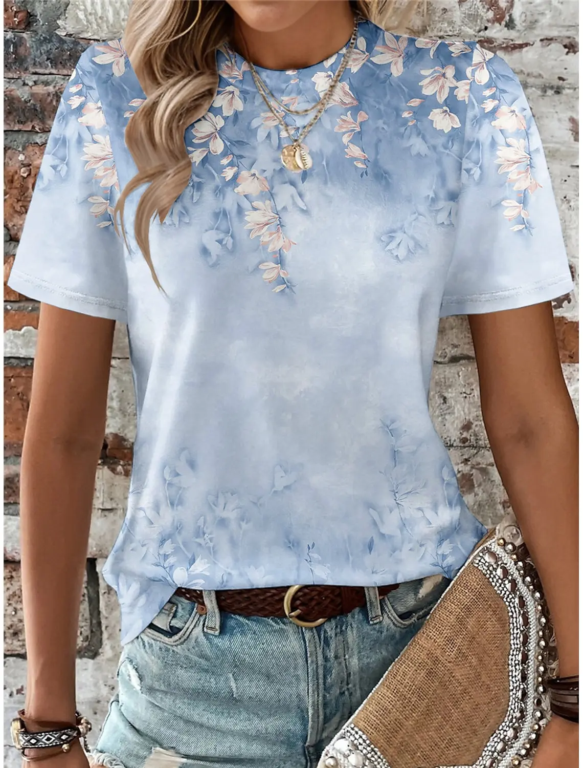 Summer Women's T shirt 3d Print Floral Flower Tee Shirt Casual Short Sleeve Tops Fashion Round Neck t shirt for women beautiful