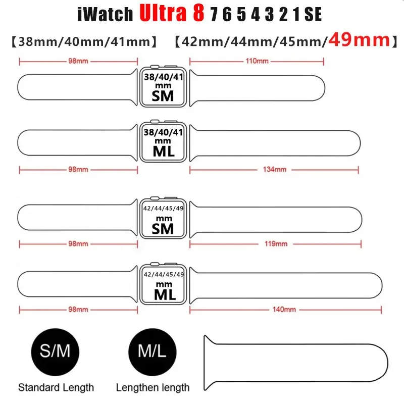 Silicone Strap For Apple Watch Band 44mm 40mm 45mm 41mm 42mm 46mm correa bracelet iwatch series 7 8 se 3 5 6 9 10 Ultra 2 49mm