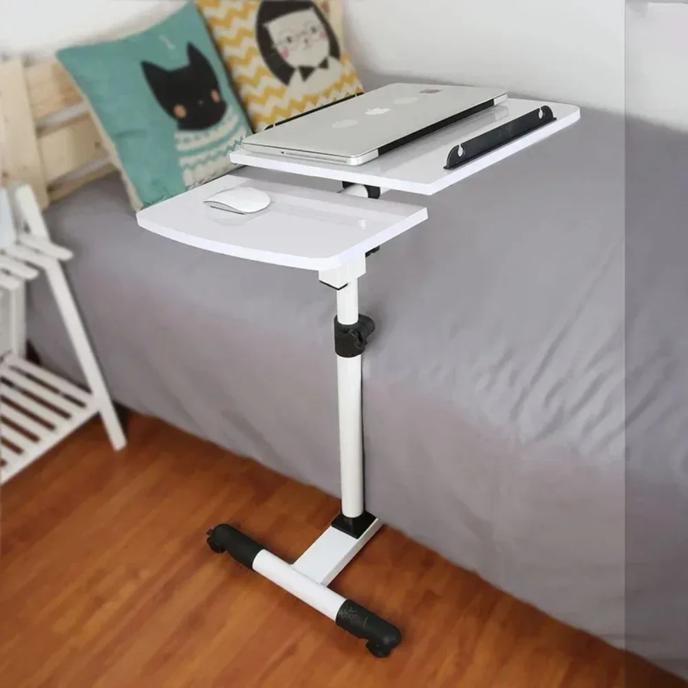 Lifting Mobile Computer Desk Foldable 360° Rotating Plate Double Anti-slip Strip Height Adjustable Space Saving Home Table Stand image 2