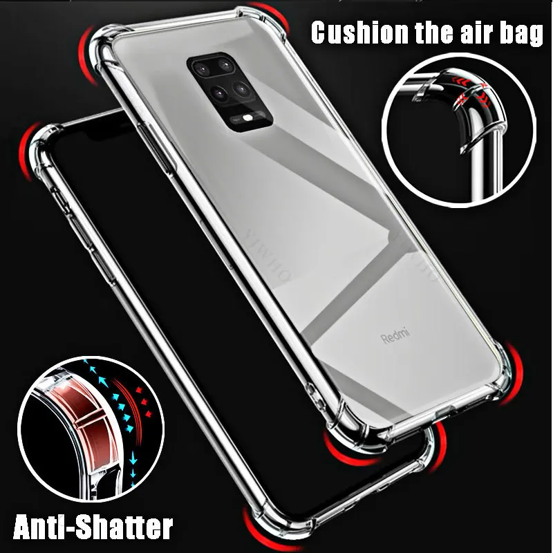 For Xiaomi Redmi Note 9S Soft Silicone Shockproof Clear Case TPU HD Transparent Covers Shell for Redmi Note 9 S 6.67\