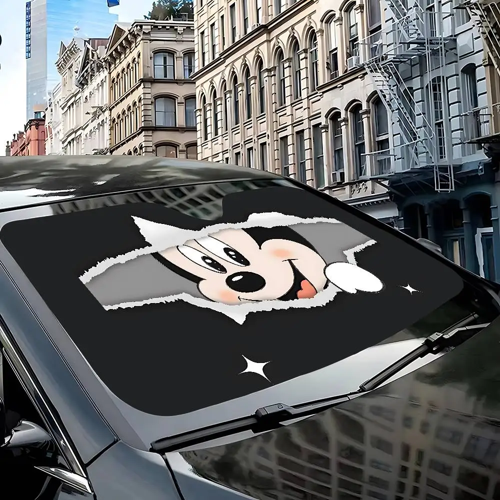 C-ميكي ماوس-eS لطيف مظلة السيارات الستائر مظلة السيارات يغطي غطاء الزجاج الأمامي العالمي للطي قناع #4