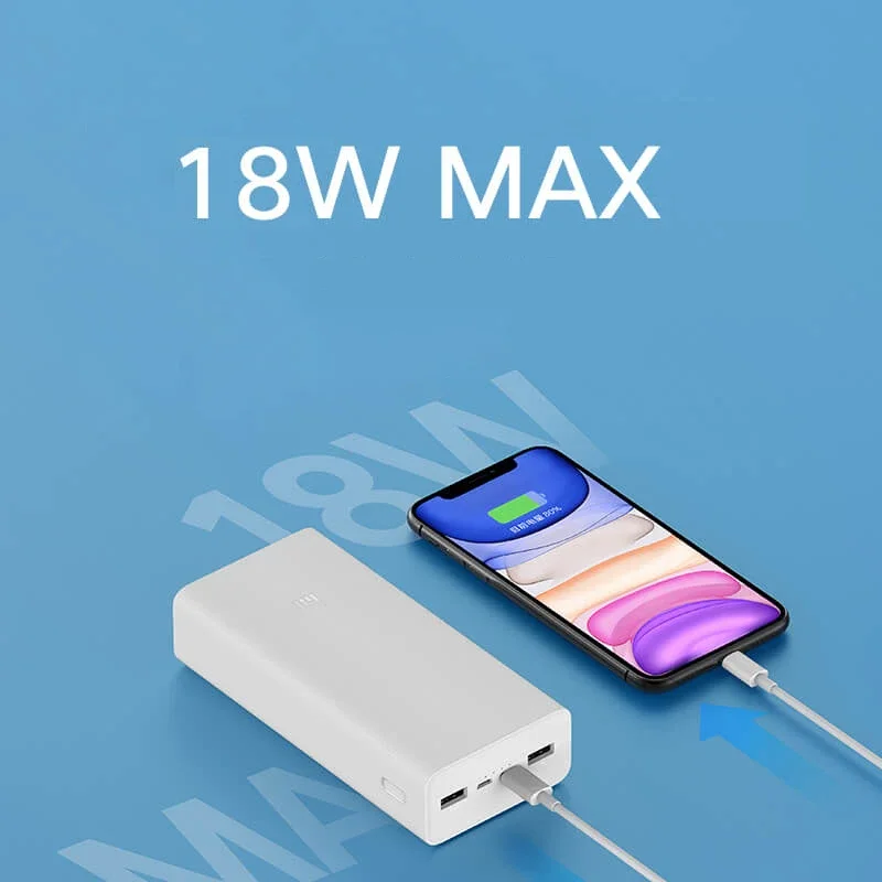 Xiaomi Power Bank 3 30000mAh Portable External Battery PB3018ZM 3 USB Type-C Interface PD18W Fast Charging for Apple phone 12