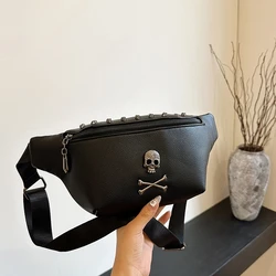 Skull  Waist Bag Ladies new Designer Pu LeatherFanny Pack Fashion Travel Money Phone Chest Banana Bag Man Bum Belt Bags Black