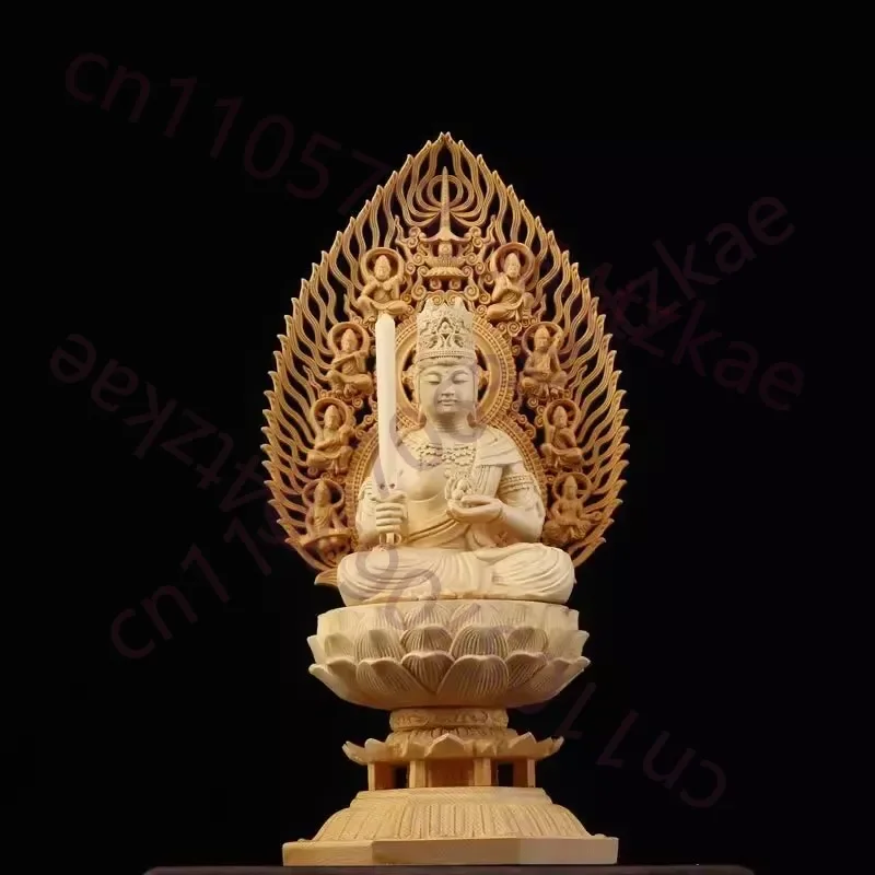 Sacred Solid Wood Sculpture, Medallion, Gautama, Patron Saint of Harmony and Prosperity, Embellishing Feng Shui