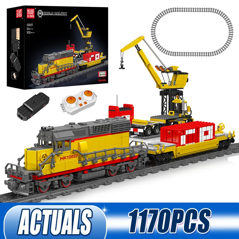 Mould King 12027 Technical Train Building Block Remote Control EMD SD40-2 Diesel Locomotive Model Assembly Car Brick Kids Toys