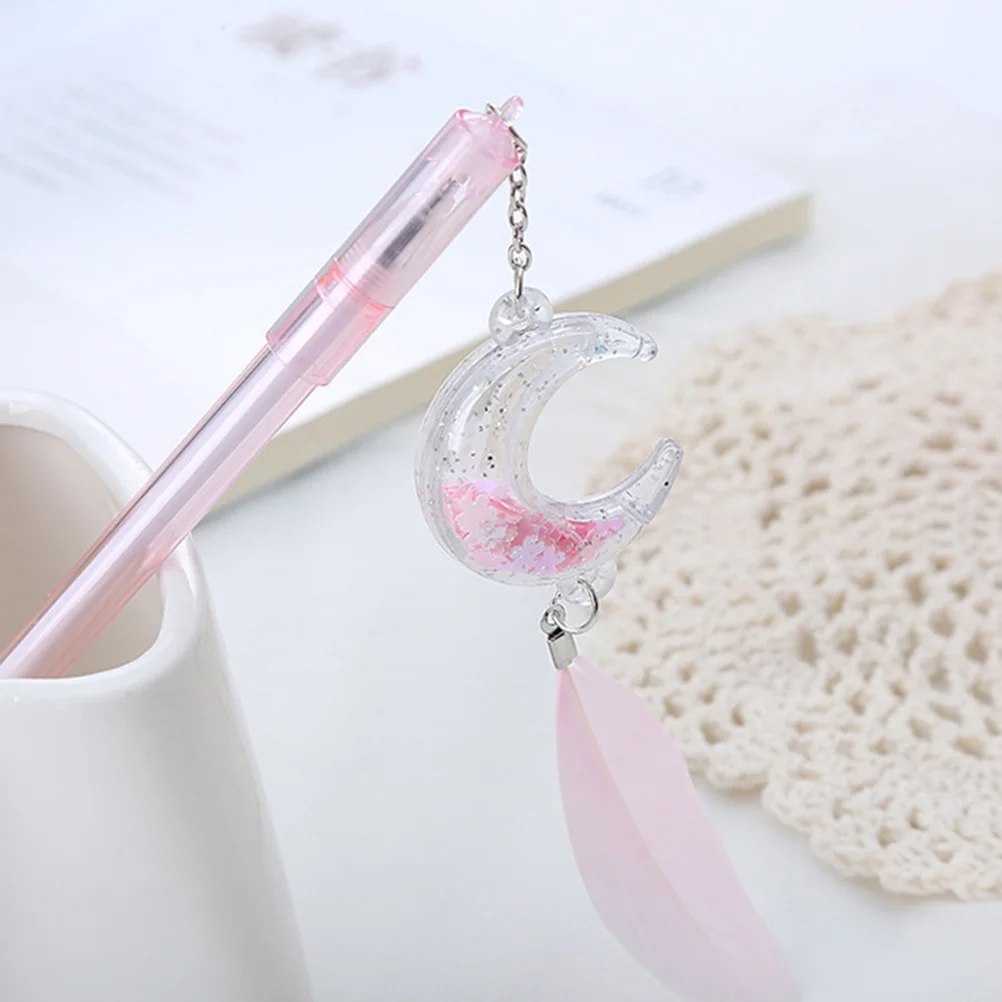 10 قطعة أقلام الأسطوانة القمر الأسود الملء الكتابة السلس لا تسرب البلاستيك للمدرسة مكتب امتحان القرطاسية هلام القلم #2