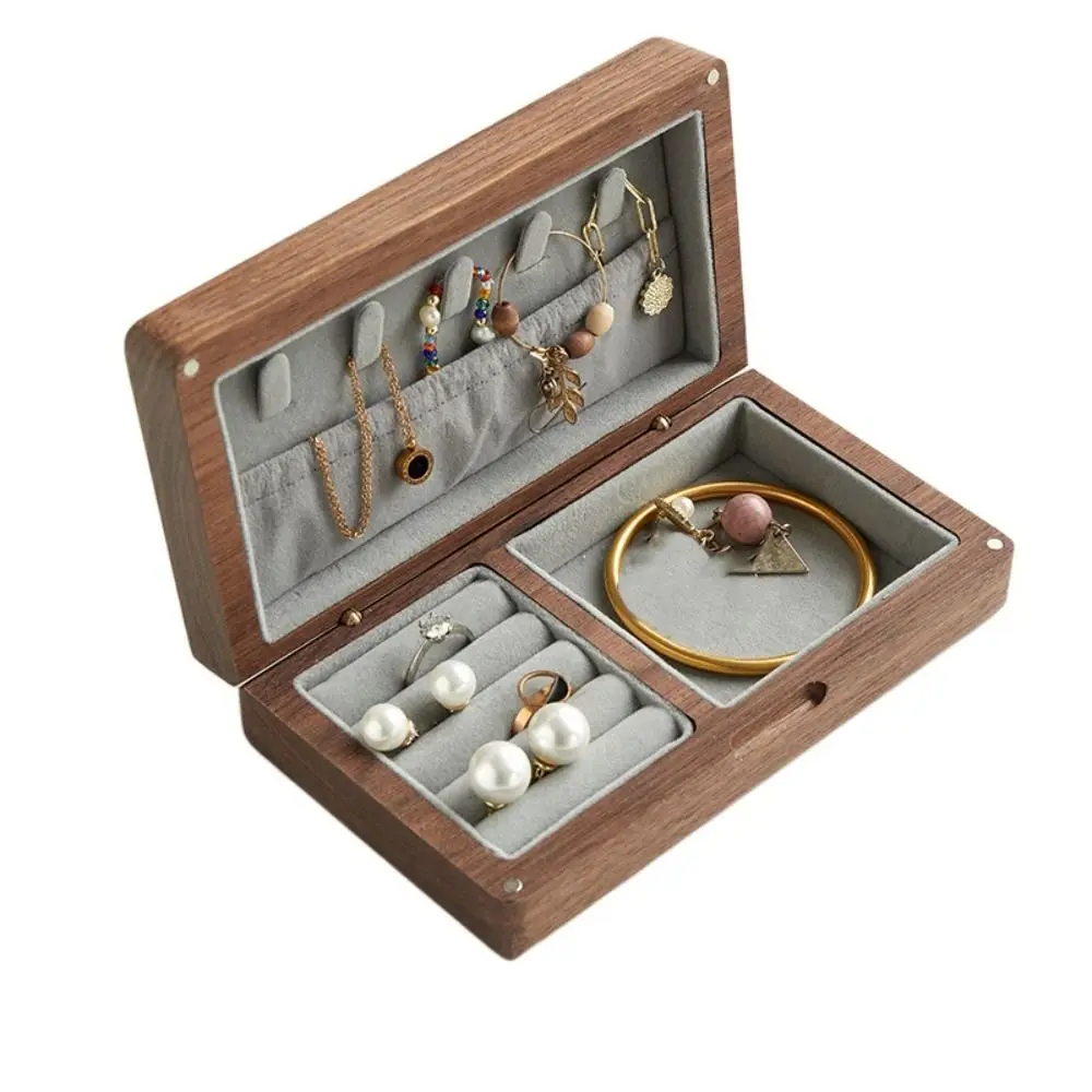 Magnetic Attraction Wooden Jewelry Box Bracelets Holder Earrings Storage Case Multi-function Organizer Jewelry Display Box