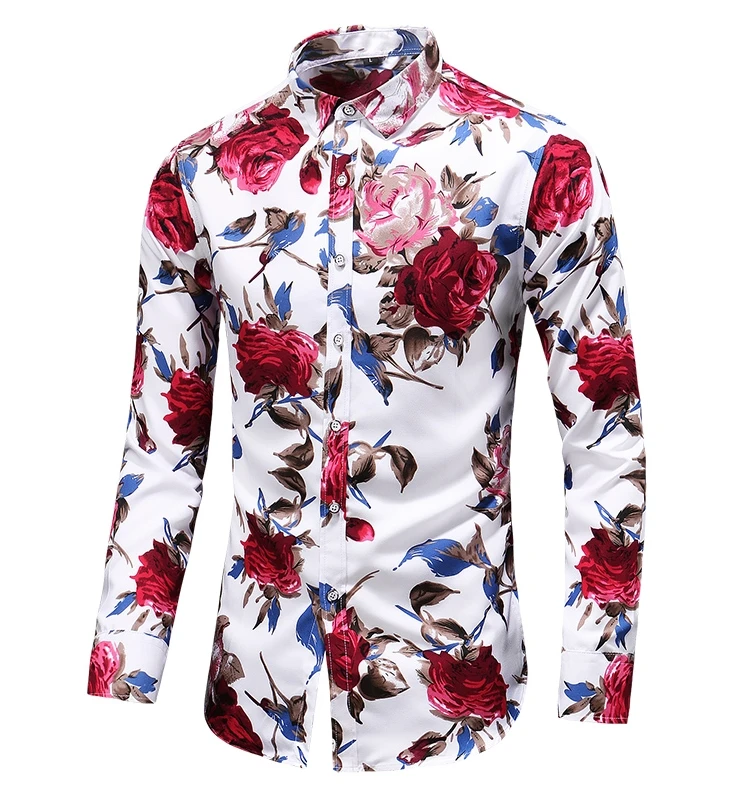 

Мужская повседневная одежда Slim Fit Long Sve с принтом irt Faion Urban Sle с цветочным узором для молодежи, осенняя одежда
