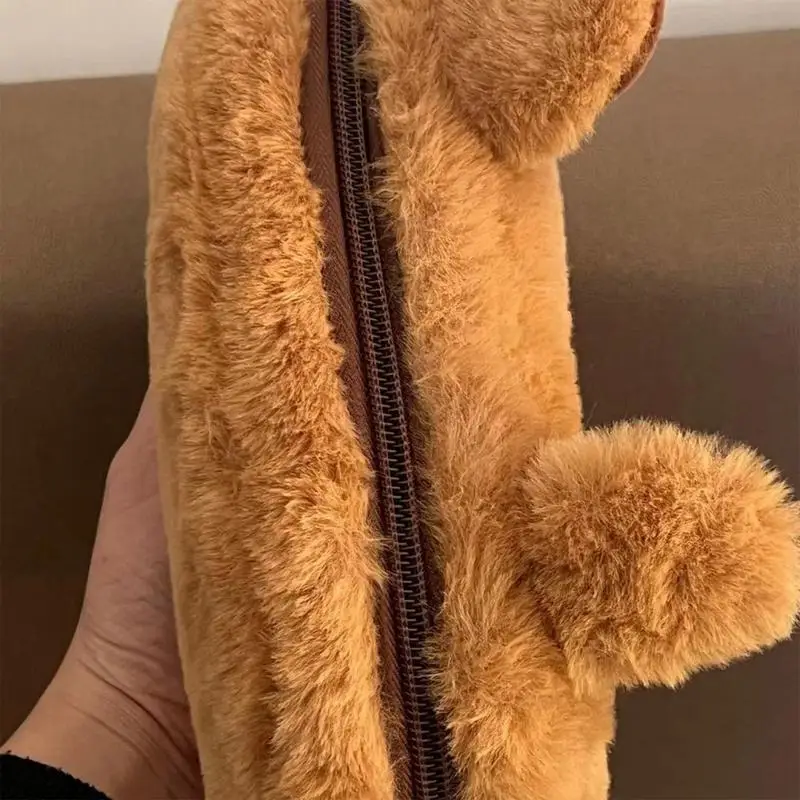 Simulation Style Cute Capybara Pencil Case Soft Plush School Stationery Pen Bag Gift For Girl Boy Students