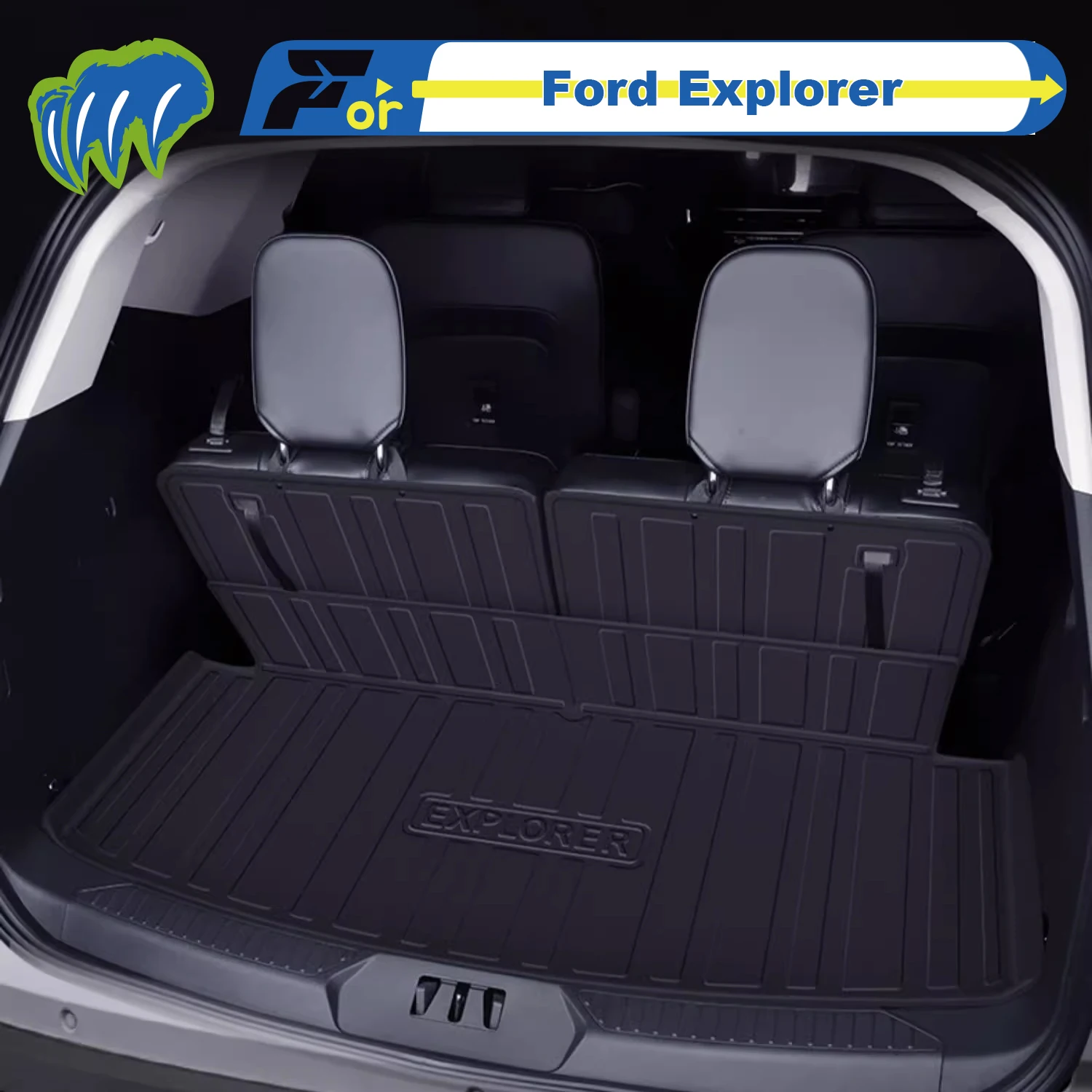 

Для Ford Explorer 2011-2025 Custom Fit TPE коврик для багажника автомобиля коврик для багажника 3D-форма лазерная измерительная подкладка багажника защитный коврик для спинки стула