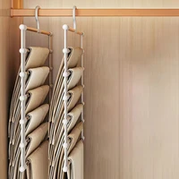Cintre à pantalon pliable, multi-niveaux, clips antidérapants, organisateur de placard gain de place pour le rangement des pantalons, système de suspension pliable 2
