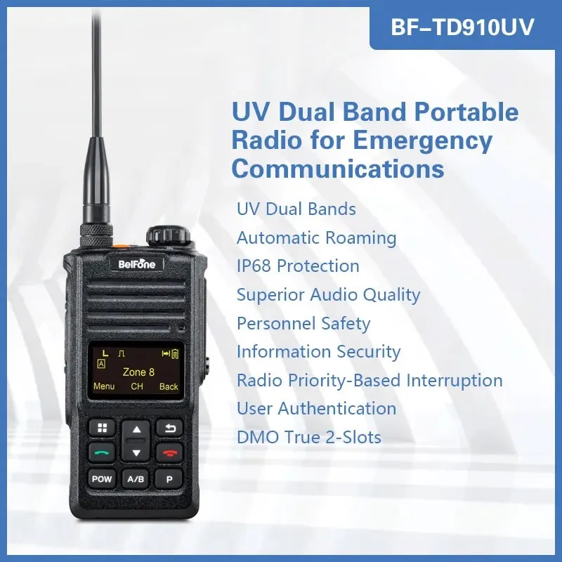 Belfone BFDX BF-TD910UV UHF VHF راديو 5 واط 3773CH DMR راديو المهنية اسلكية تخاطب IP68 TD910