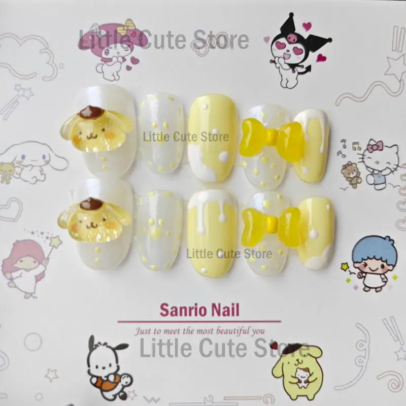 

Sanrio Nails Purin Hand-Made Wearing Nails Cute Cartoon 3D Three-Dimensional Doll Nail Art Can Be Worn Repeatedly