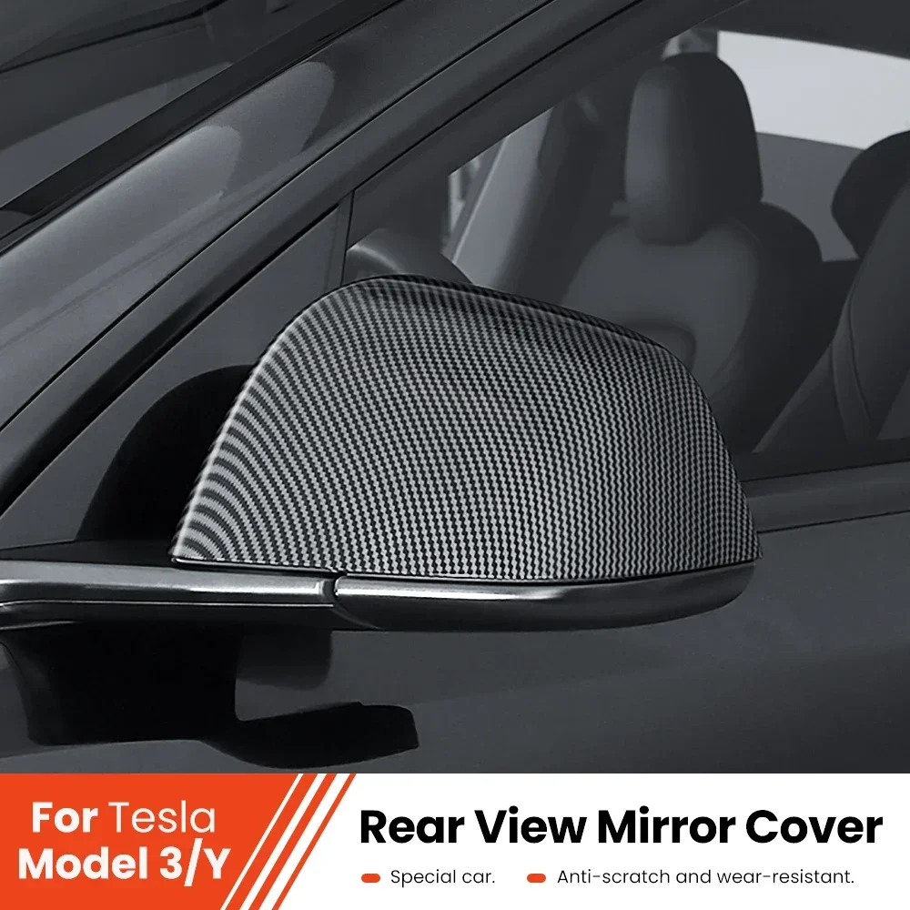 Carbon Fiber Car Paste Side Door Mirror Cover For Tesla Model 3 Model Y Auto Exterior Accessories ABS Sides Rearview Cover