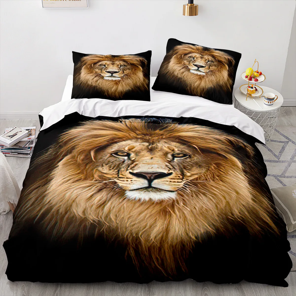 Tier Löwe Bettwäsche Set coole Tier Bettwäsche Wohnkultur Single Double Twin Size für Jungen Mädchen Kinder Erwachsene Löwe Bett bezug Set – Detail 17