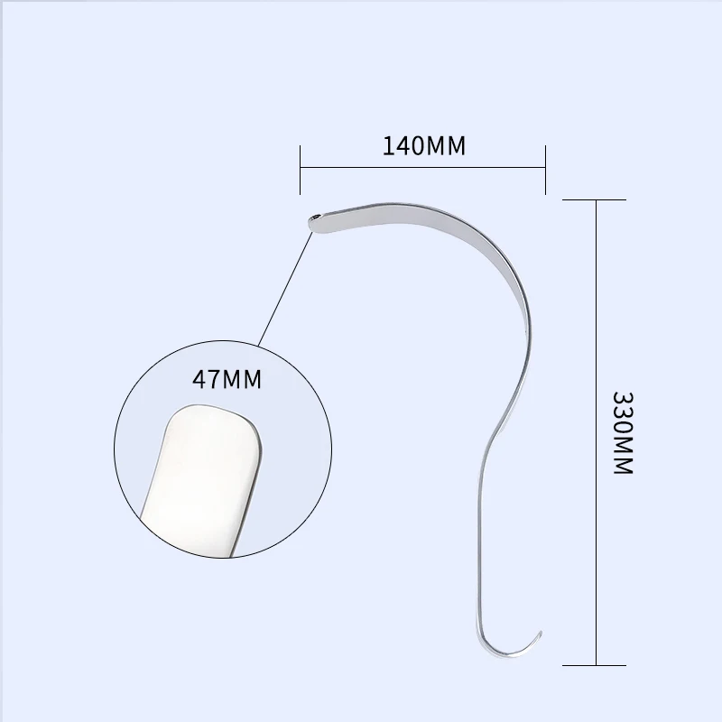 Extractor profundo de acero inoxidable en forma de S, extractor abdominal de pared grande