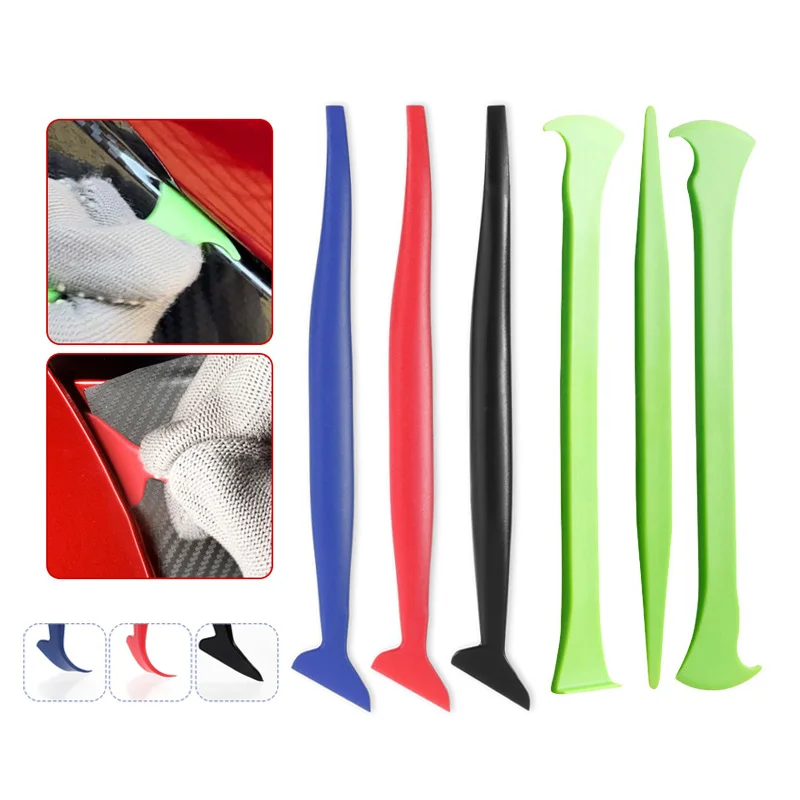 Car Micro Squeegee Curves Slot Tint Tool Set 6 in 1 Flexible Car Vinyl Wrap Squeegee for Installing Vehicle Wraps Auto Stickers