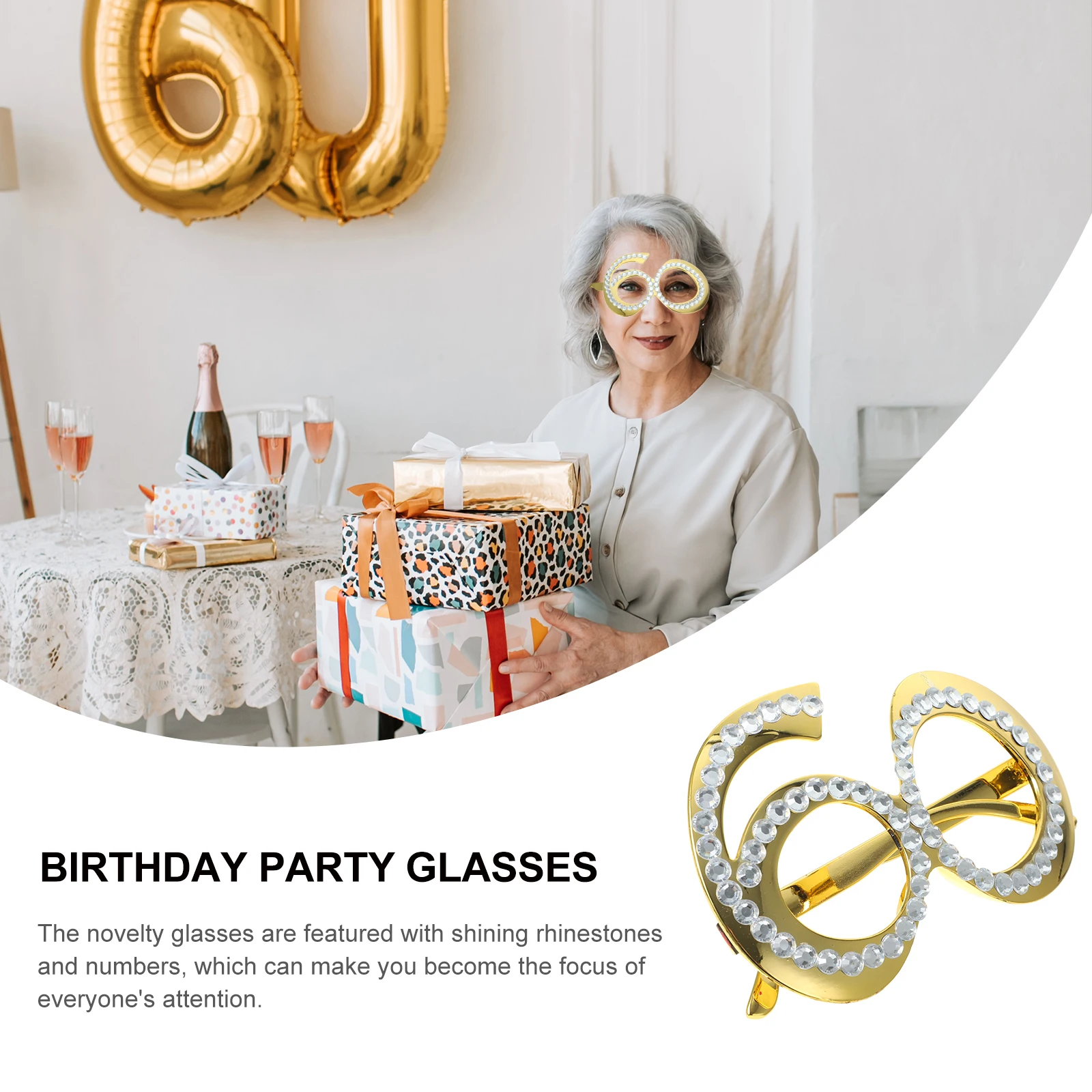 

60 Digital Glasses Birthday Party Photo Props Adult Anniversary Celebration Decor Rhinestone Glitter Novelty Eyewear Costume