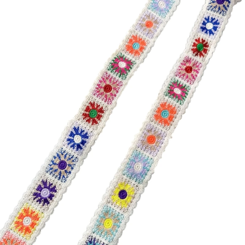 Embroidered Woven Ribbons Colorful Curtain Flower Lace Fabric Trim Fringes Tape