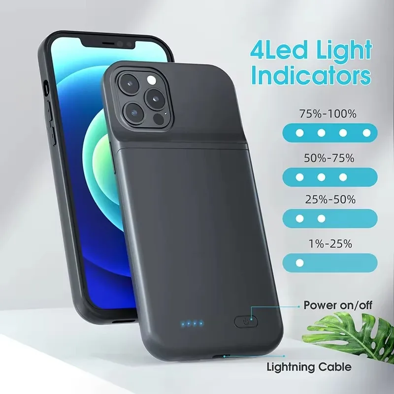 حافظة بطارية 6800 مللي أمبير في الساعة شاحن باور بانك لهاتف آيفون X XS 11 12 13 14 15 Plus Pro Max حافظة شاحن الهاتف المحمول لهاتف آيفون 6 7 8