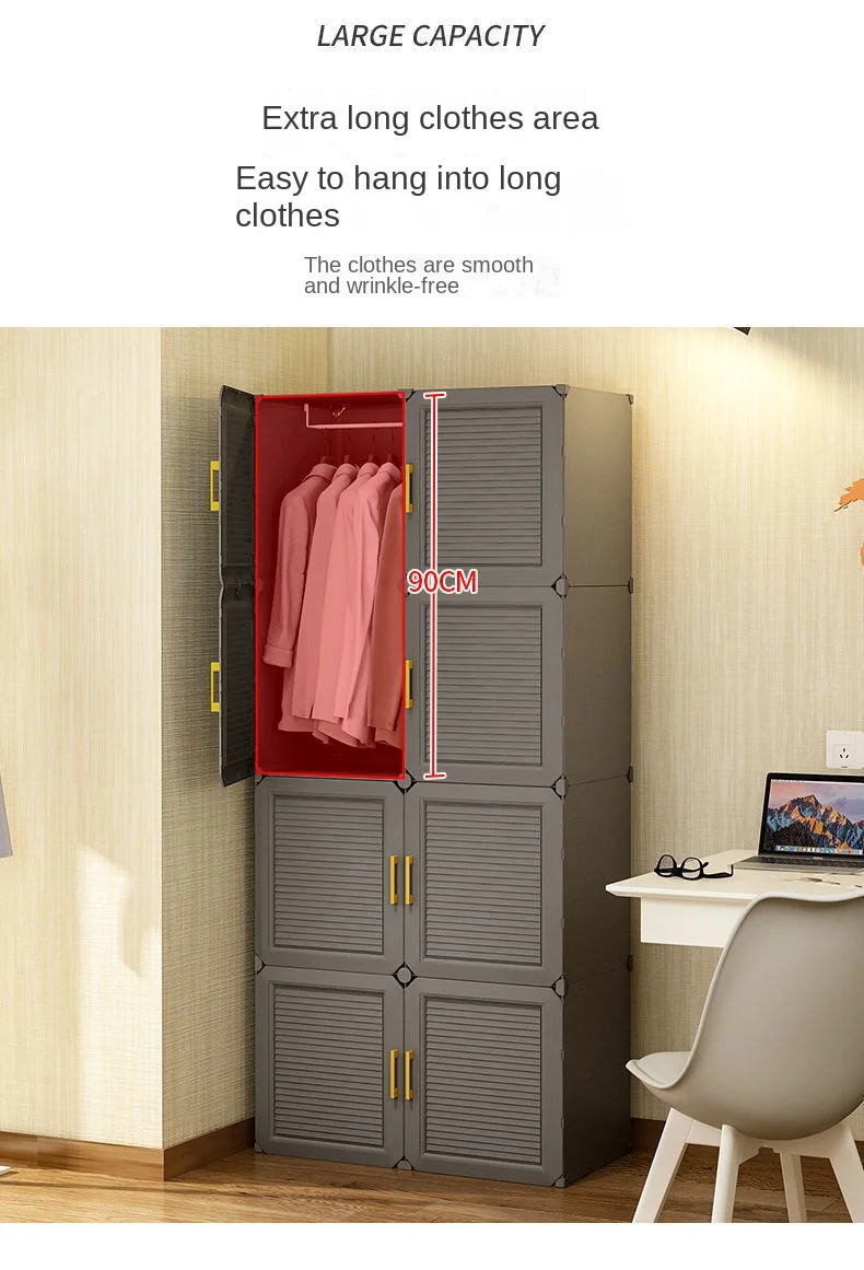 Household Bedroom Wardrobe Furniture Collapsible Assemble Locker Multifunctional Storage Cabinets Dustproof Plastics Cupboard