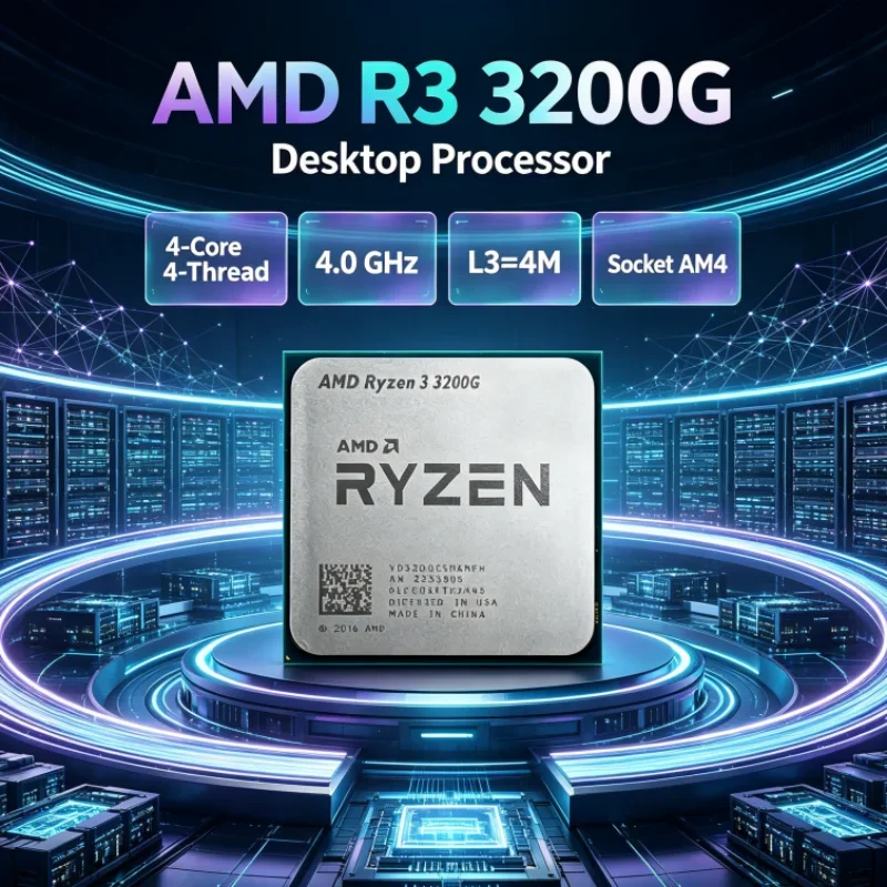 AMD Ryzen 3 3200G APU 65W 4-Core 4-Thread DDR4 R3 3200G Processor 4.0 GHz Socket AM4 L3=4M for Gaming